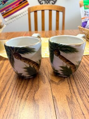 Palme Tree Ceramic Coffee Mugs - Set of 2